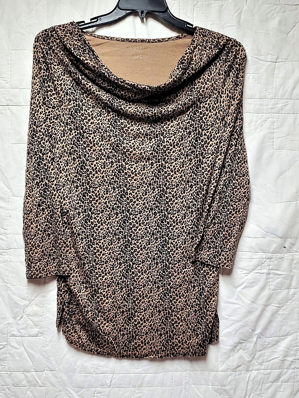 Talbots Cowl Neck Leopard Print Top Brown & Black XL